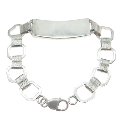 925 Sterling Silver 2-Tone Vintage Glass Mayan Tribal ID Oxidized Bracelet 8.25"