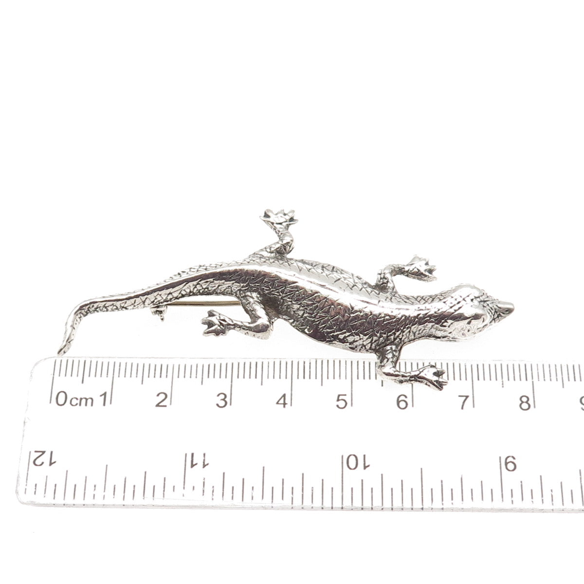 925 Sterling Silver Vintage Lizard Oxidized Pin Brooch
