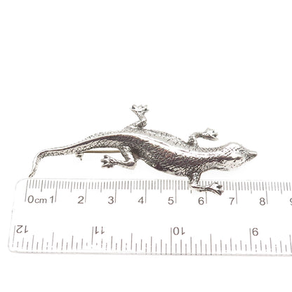 925 Sterling Silver Vintage Lizard Oxidized Pin Brooch