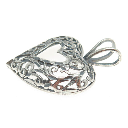 MORNING SUN 925 Sterling Silver Vintage Ornate Heart Pendant