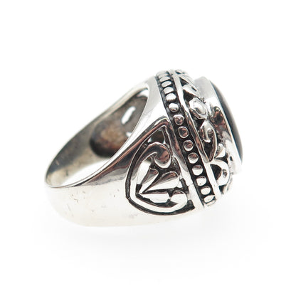 CHAPAL ZENRAY 925 Sterling Silver Vintage Real Black Onyx Oxidized Ring Size 6
