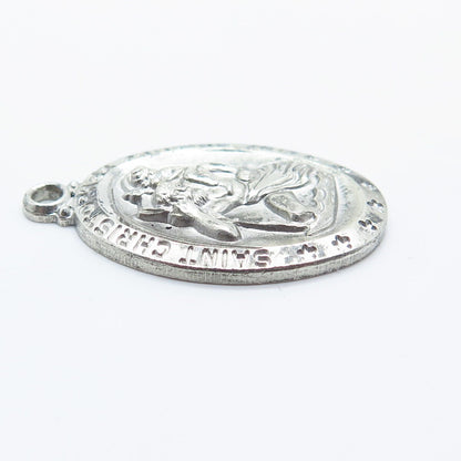 925 Sterling Silver Antique St. Christopher Religious Pendant