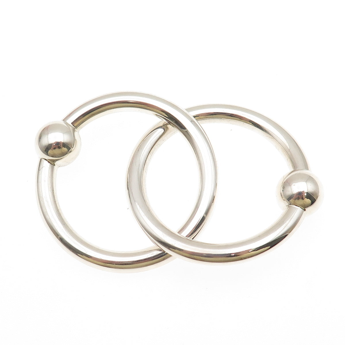 TIFFANY & CO. 925 Sterling Silver Vintage Interlocked Eternity Circle Pin Brooch