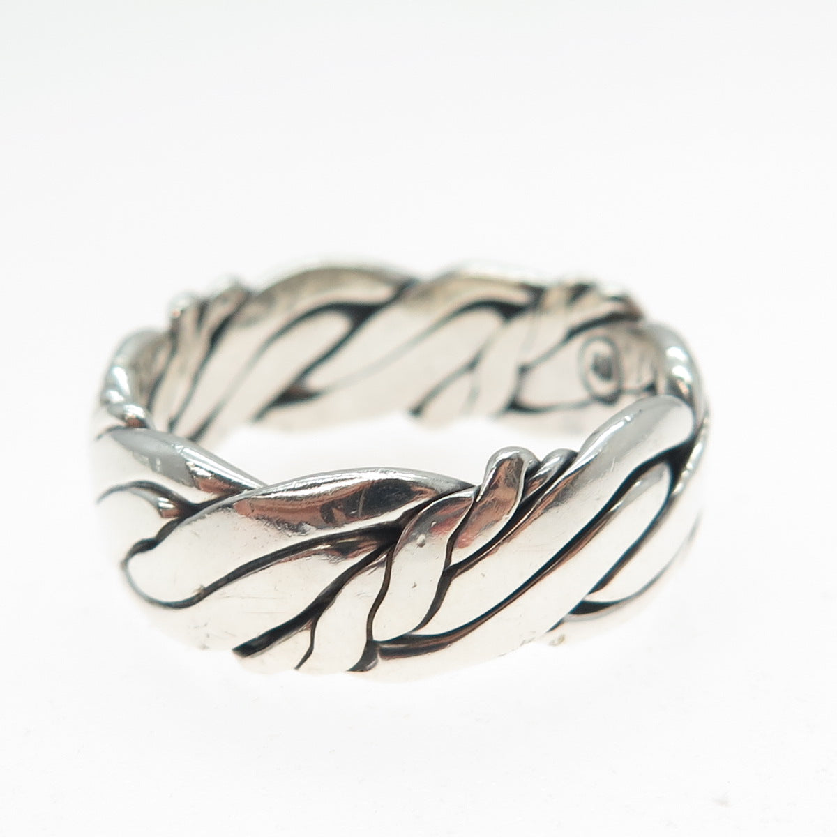 ART'S ELEGANCE 925 Sterling Silver Vintage Woven Oxidized Band Ring Size 12.75