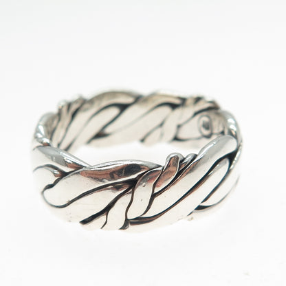 ART'S ELEGANCE 925 Sterling Silver Vintage Woven Oxidized Band Ring Size 12.75