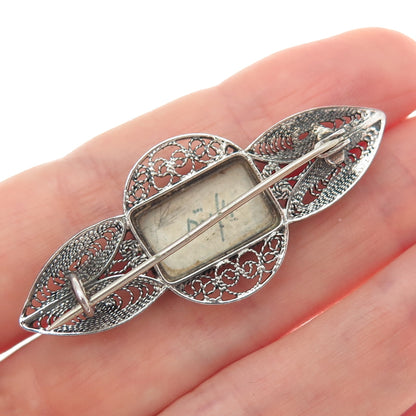 DELFT & G.Bergh Jr. 835 Silver Vintage Netherlands Ceramic Old Windmill Brooch