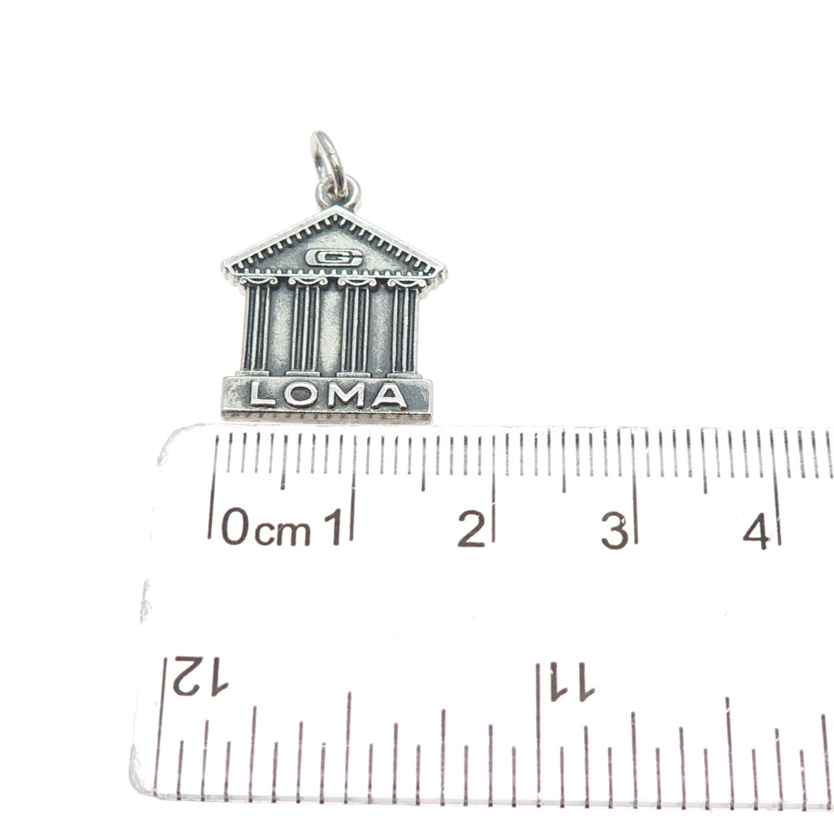 LGB BALFOUR 925 Sterling Silver Vintage Loma Logo Pantheon Oxidized Mini Pendant