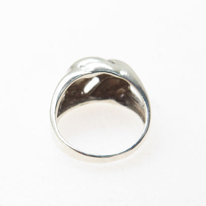 925 Sterling Silver Vintage Modernist Oxidized Ring Size 7.75