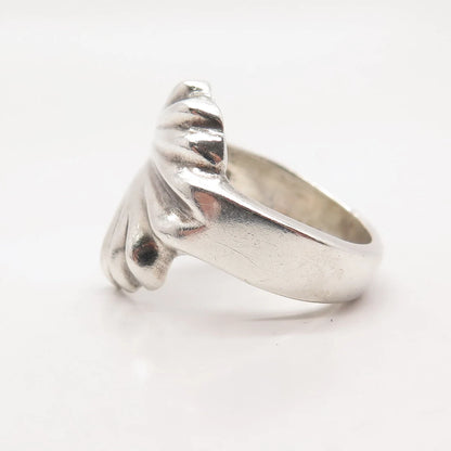 925 Sterling Silver Vintage Mexico Ribbed Shell Ring Size 7.25
