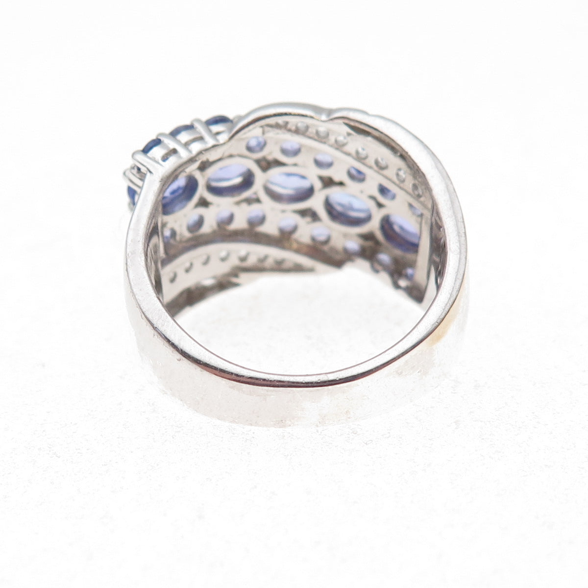 Chuck Clemency 925 Sterling Silver Real Tanzanite & White Topaz Ring Size 8.25