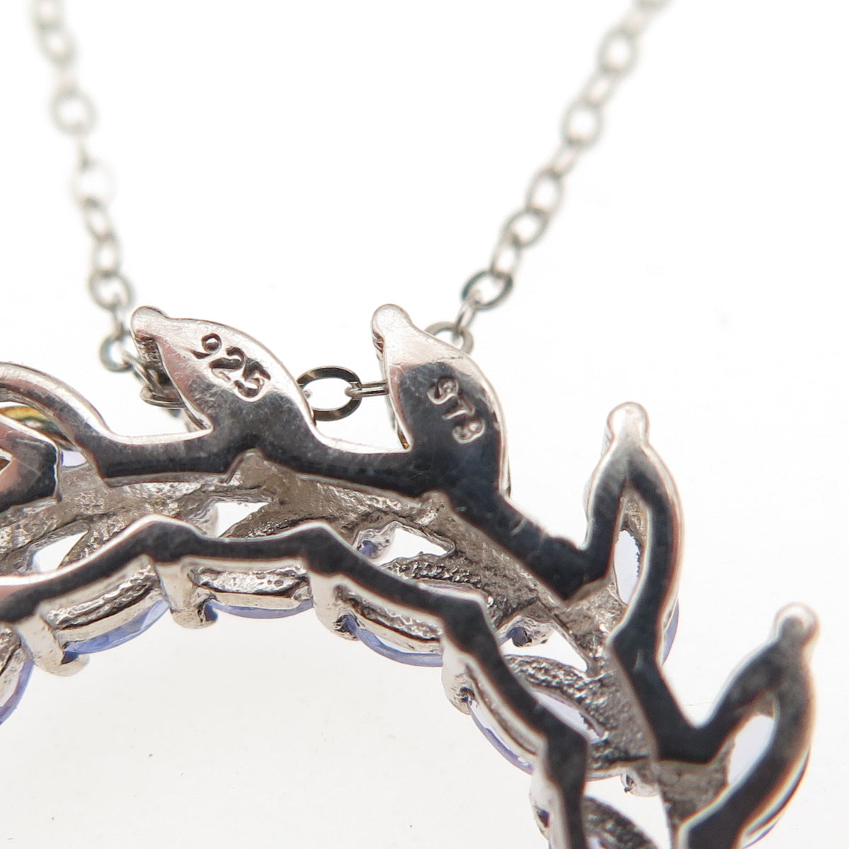 Chuck Clemency 925 Sterling Real Marquise-Cut Tanzanite Cable Chain Necklace 20"