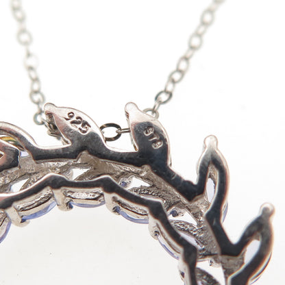 Chuck Clemency 925 Sterling Real Marquise-Cut Tanzanite Cable Chain Necklace 20"