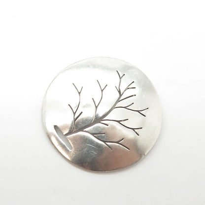 925 Sterling Silver Vintage Tree of Life Round Pendant