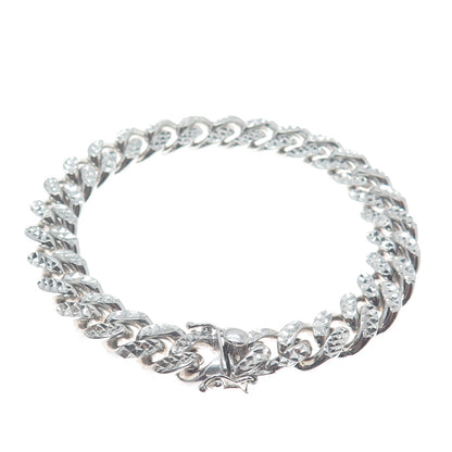 925 Sterling Silver Italy Diamond-Cut Cuban Link Heavy 79.4g Bracelet 8.5"