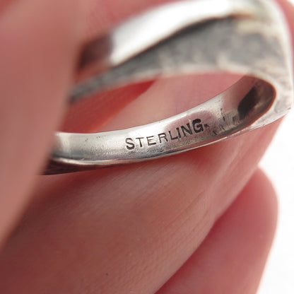 925 Sterling Silver Vintage Modernist Oxidized Ring Size 6.75