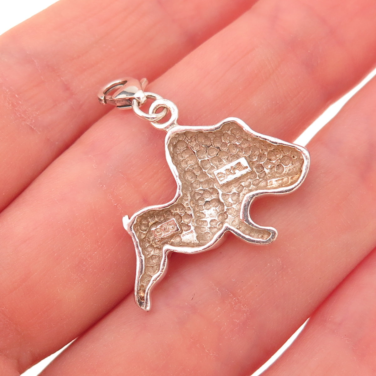 925 Sterling Silver Vintage Dog Lobster Lock Clasp Charm Pendant