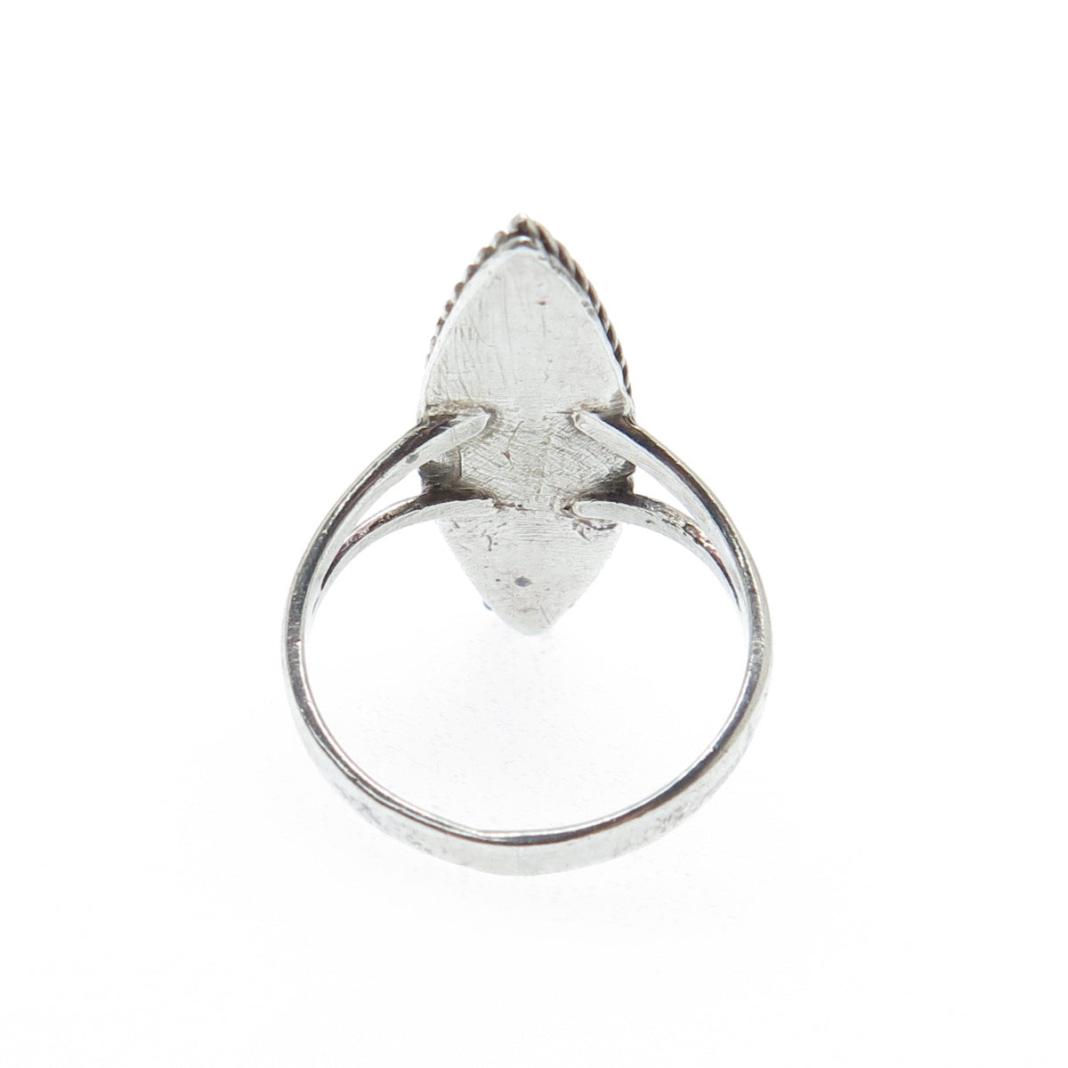 925 Sterling Silver Vintage Southwestern Turquoise Inlay Oxidized Ring Size 5.5