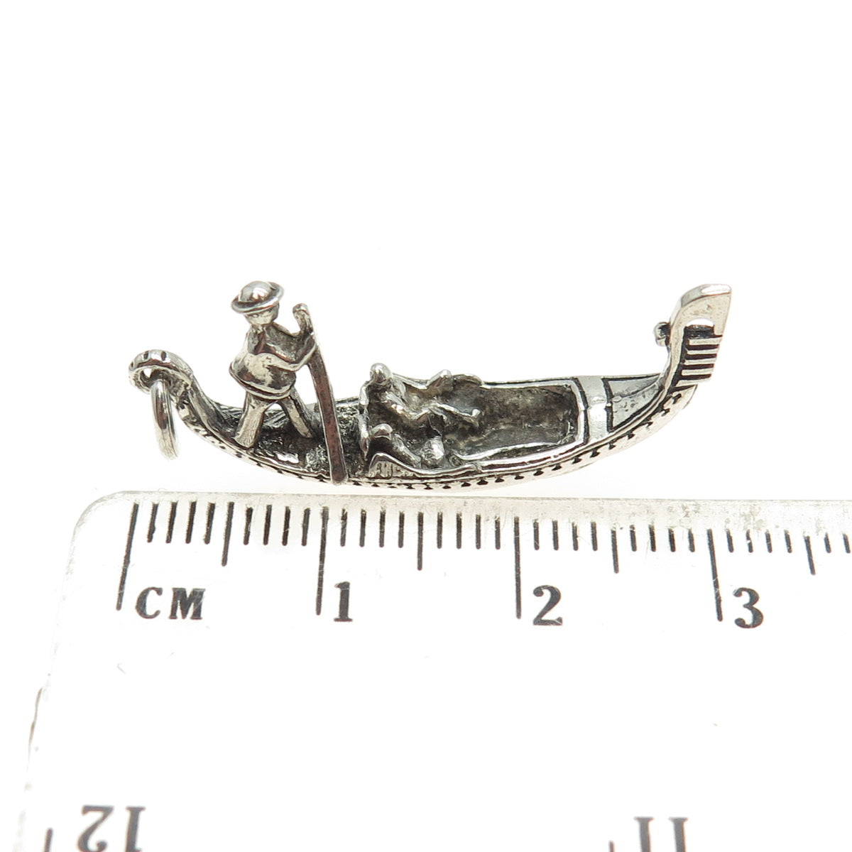 800 Silver Vintage Venetian Gondola 3D Pendant