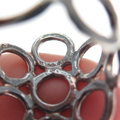 925 Sterling Silver Vintage Hammered Circles Oxidized Ring Size 7.75