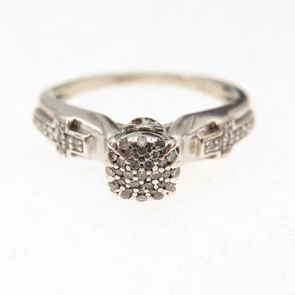 925 Sterling Silver Real Round-Cut Diamond Cross Engagement Ring Size 6