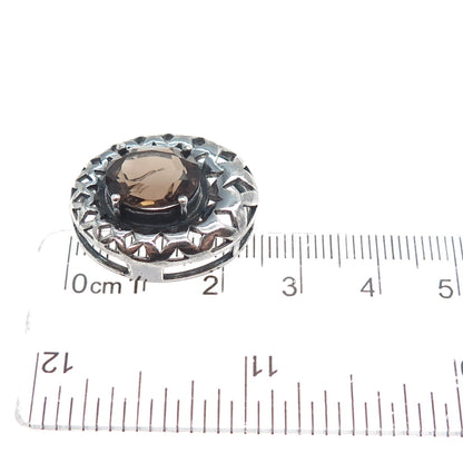 CLYDE DUNEIER CID Sterling Silver Vintage Smoky Quartz Modernist Slide Pendant