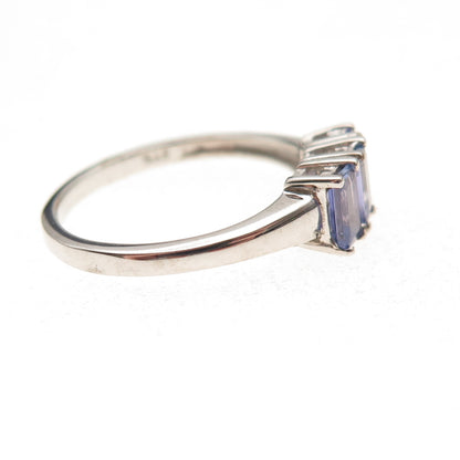 Chuck Clemency 925 Sterling Silver Real Emerald-Cut Tanzanite Ring Size 7.25