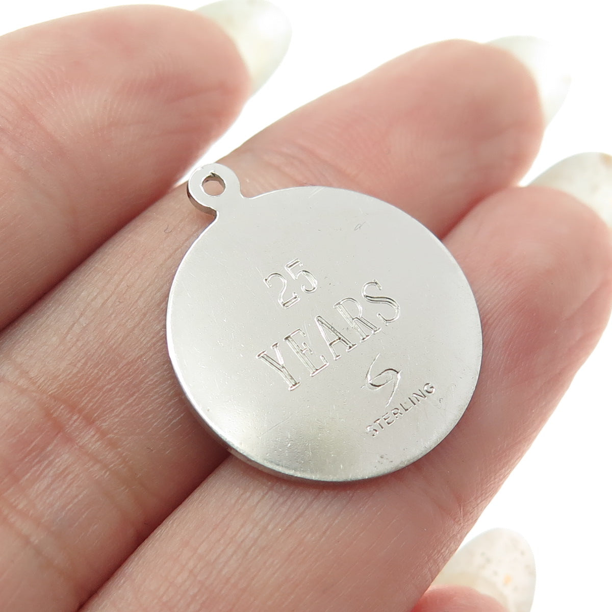 925 Sterling Silver Vintage "Happy Anniversary 25" Pendant