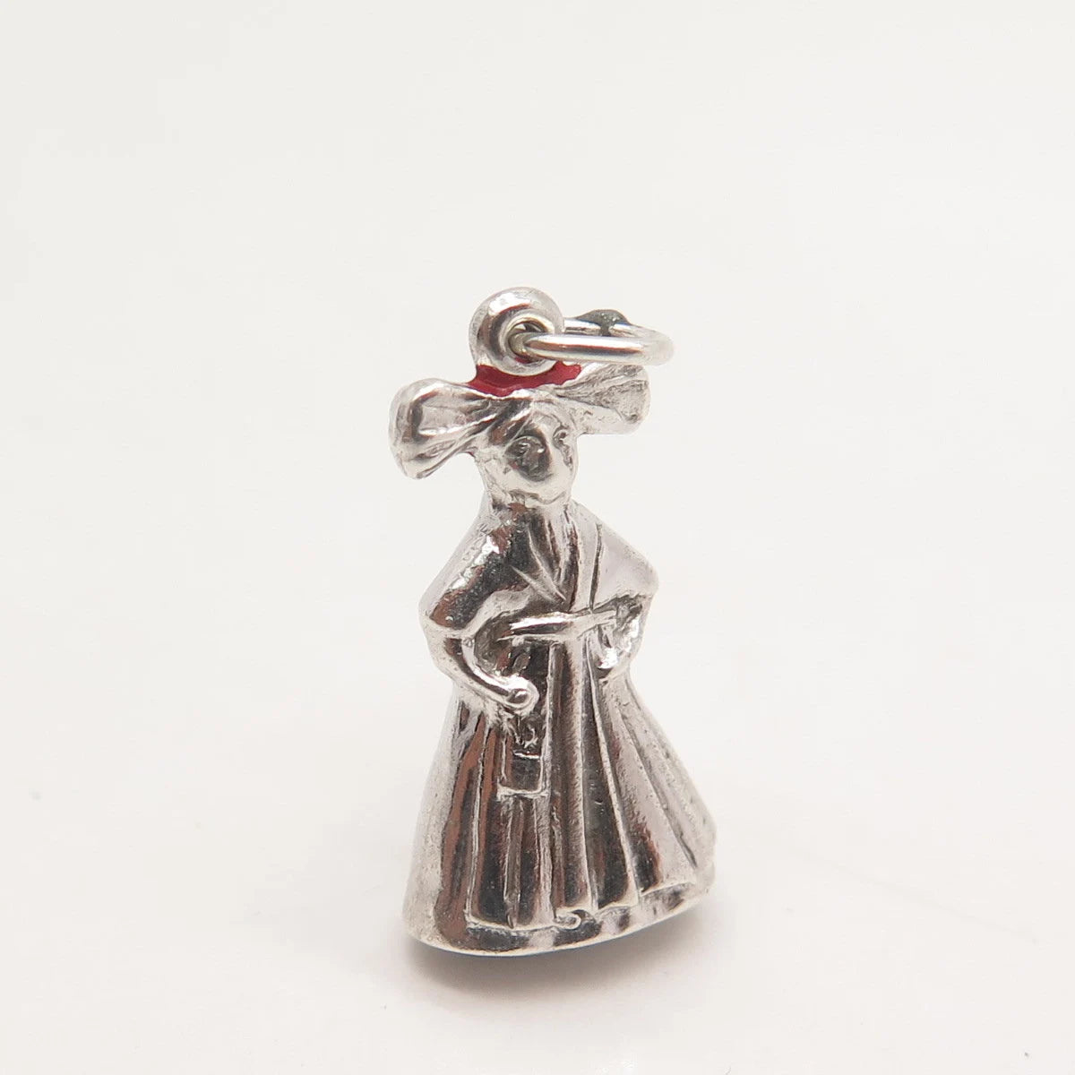 925 Sterling Silver Vintage Enamel Woman in a Kimono Charm Pendant