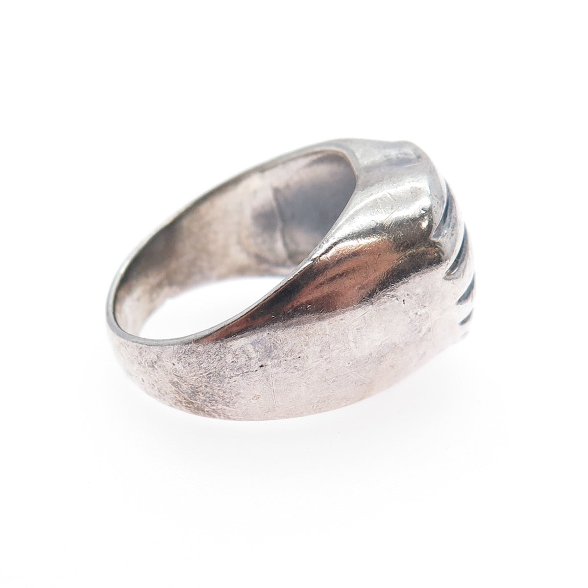 CHARLES WINSTON Sterling Silver Vintage Modernist Heart Oxidized Ring Size 8.75