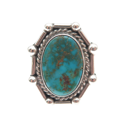 Old Pawn 925 Sterling Silver Vintage Southwestern Kingman Turquoise Ring Size 6