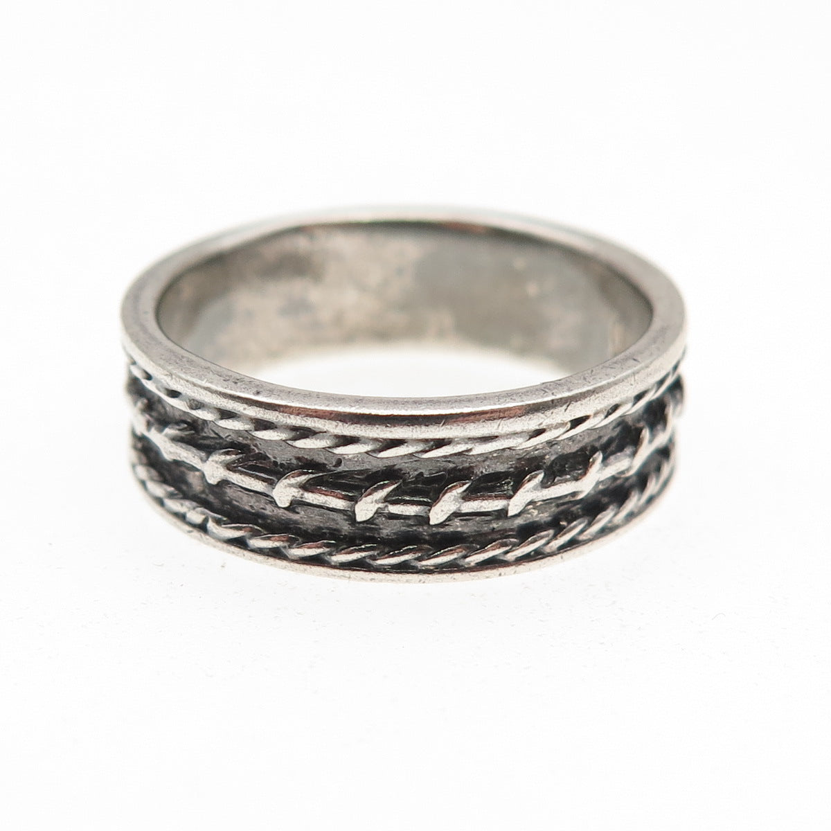 925 Sterling Silver Vintage Wire Oxidized Band Ring Size 8.5