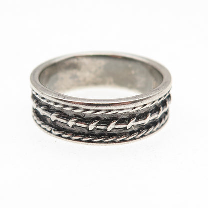 925 Sterling Silver Vintage Wire Oxidized Band Ring Size 8.5