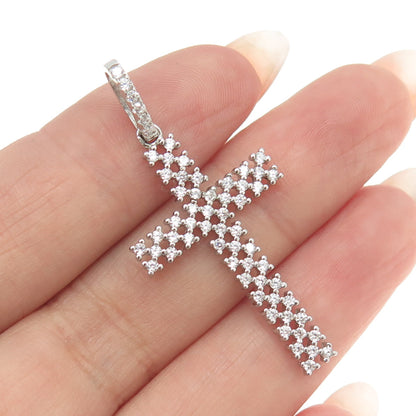 925 Sterling Silver Pave C Z Cross Pendant