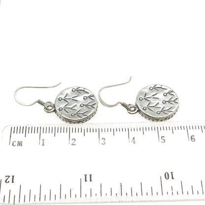 925 Sterling Silver Vintage Southwestern Ethnic Dangle Hook Earrings