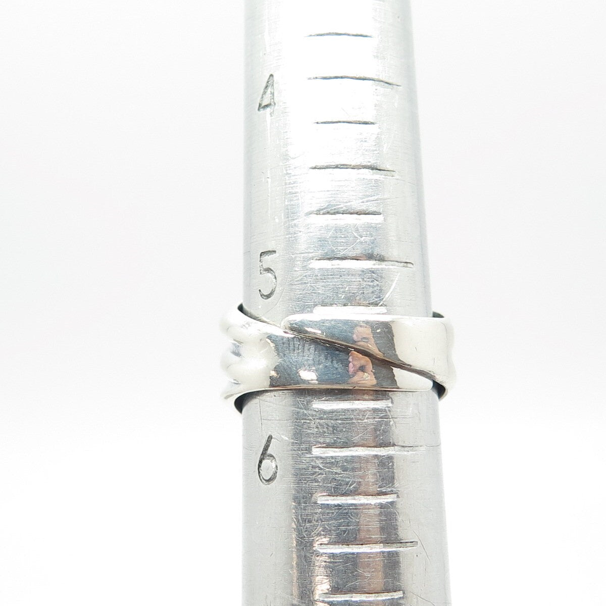925 Sterling Silver Vintage Ribbed Wide Ring Size 5.75