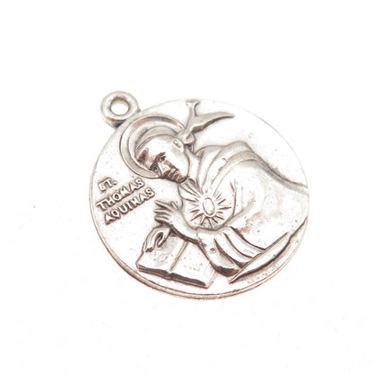 Antaya 925 Sterling Silver Antique Art Deco St. Thomas Oxidized Charm Pendant