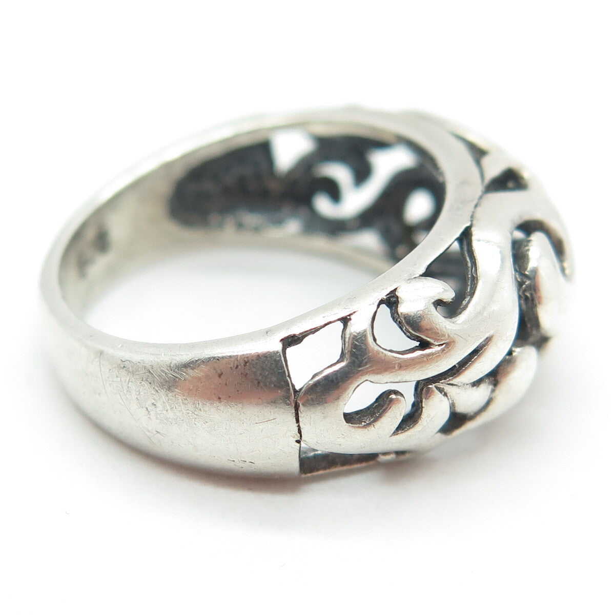 925 Sterling Silver Vintage Signature Scroll Ring Size 7