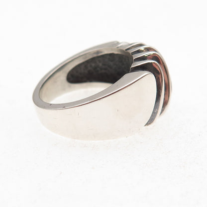 925 Sterling Silver Vintage Modernist Oxidized Ring Size 7.5