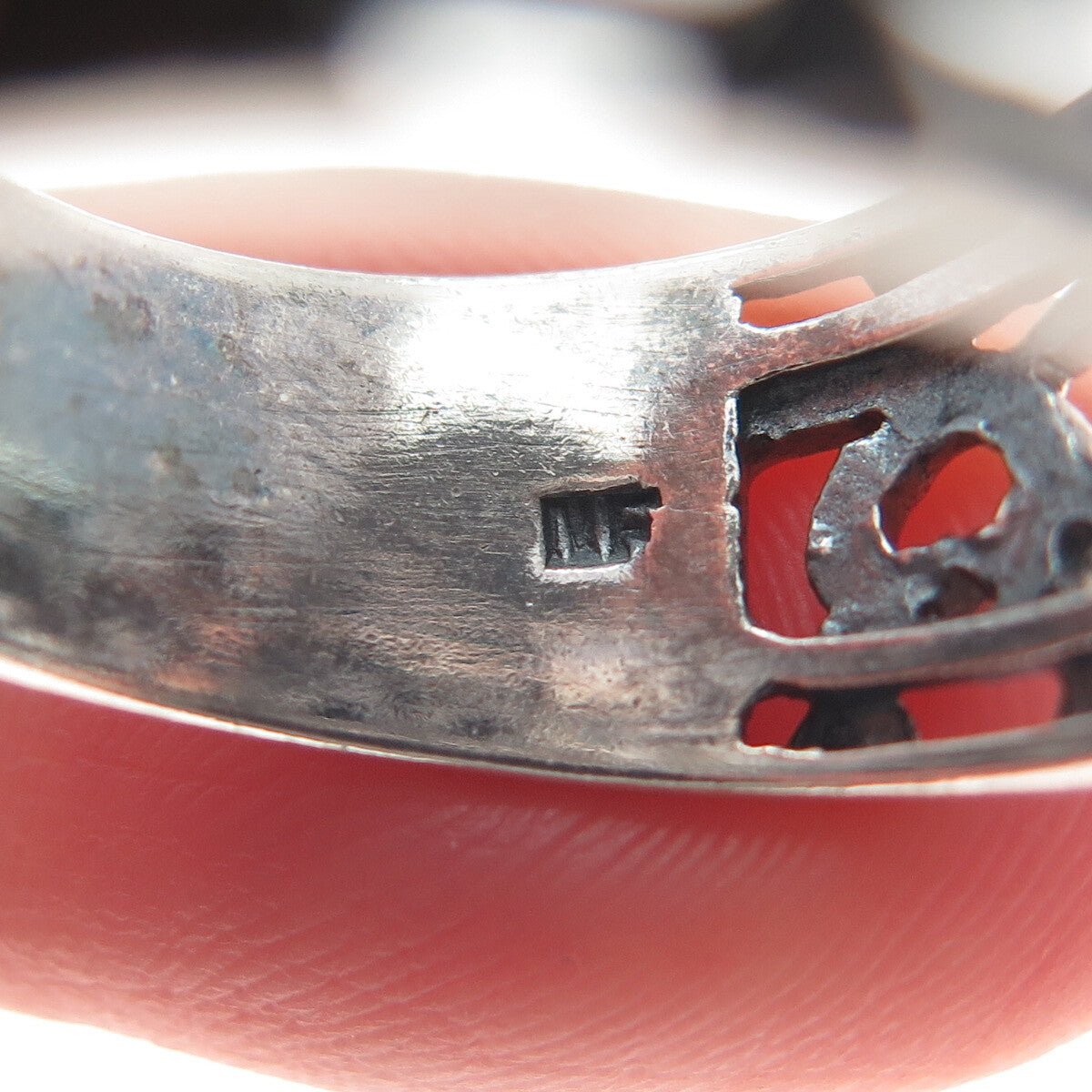 CHAPAL ZENRAY 925 Sterling Silver Vintage Heart Oxidized Ring Size 9.25