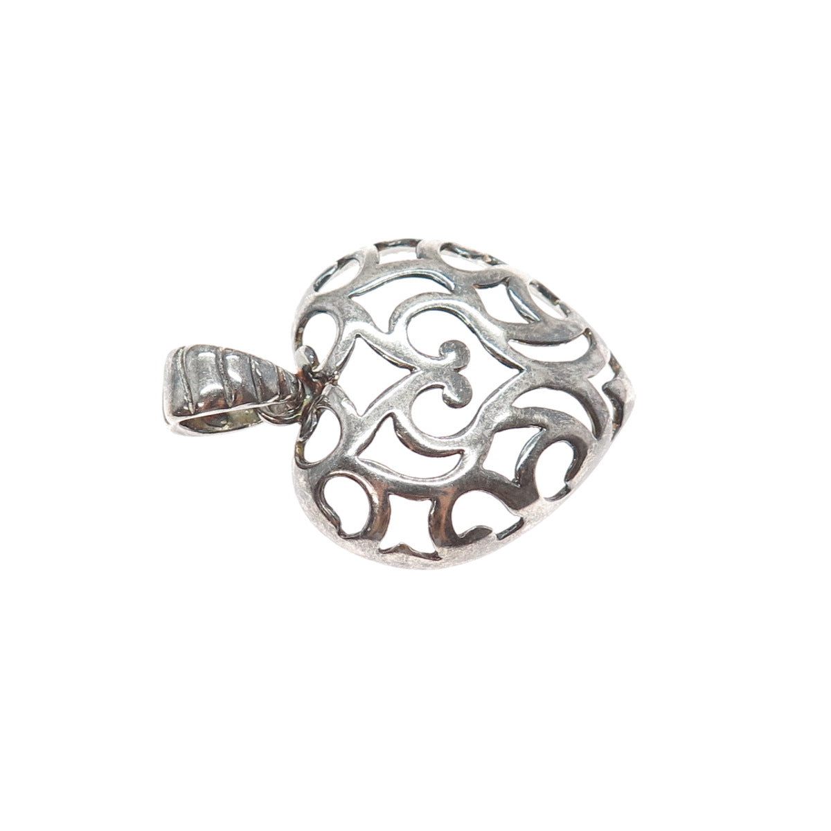MILOR 925 Sterling Silver Vintage Italy Ornate Heart Oxidized Charm Pendant