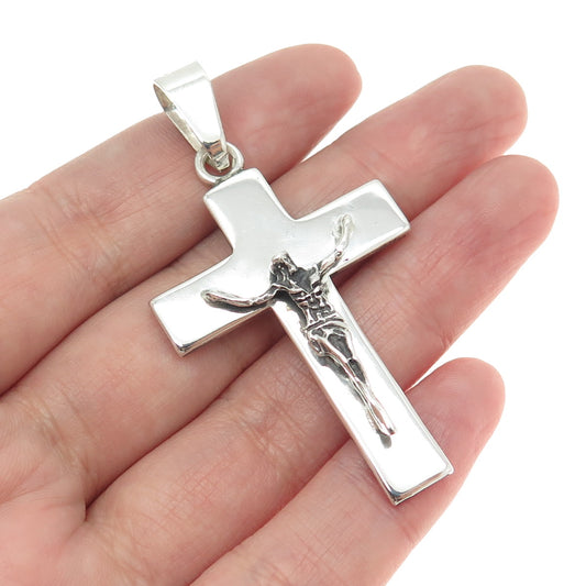 925 Sterling Silver Vintage Mexico Crucifix Cross Religious Pendant