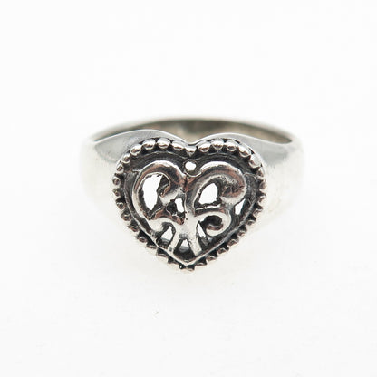 CHARLES WINSTON 925 Sterling Silver Vintage Heart Oxidized Ring Size 8.25
