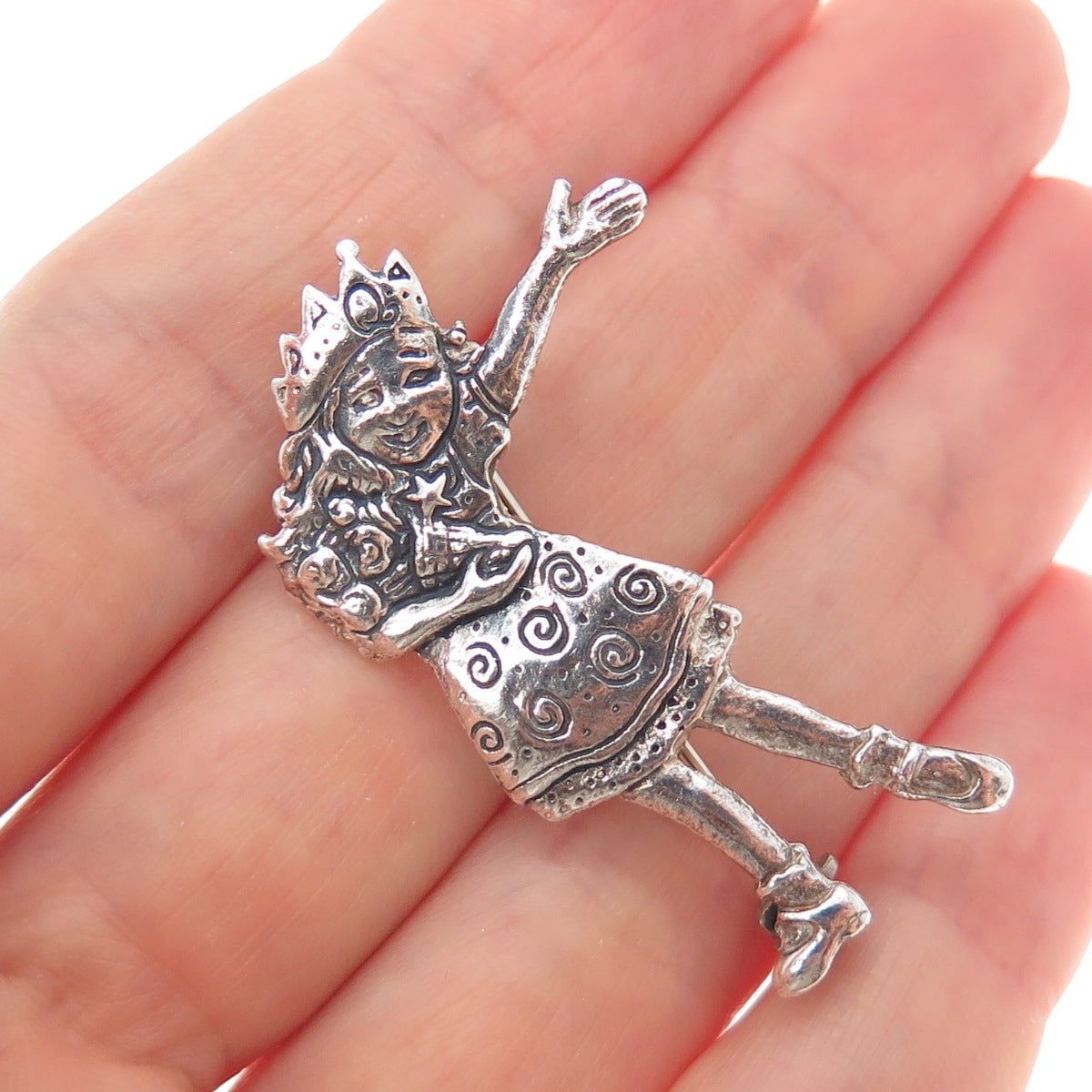 MARY ENGELBREIT 925 Sterling Silver Vintage Princess Modernist Pin Brooch