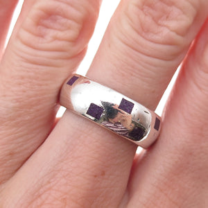 Silver Fox 925 Sterling Vintage Real Sugilite Inlay Chest Band Ring Size 8