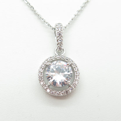 925 Sterling Silver Round-Cut C Z Circle of Life Cable Chain Necklace 16"