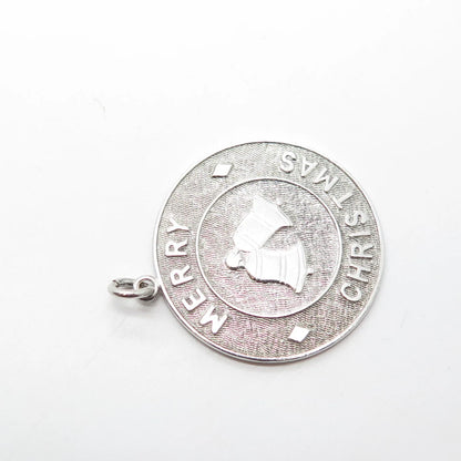 925 Sterling Silver Vintage "Merry Christmas" Bells Charm Pendant
