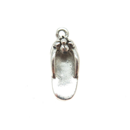 925 Sterling Silver Vintage Flip-Flops 3D Charm Pendant