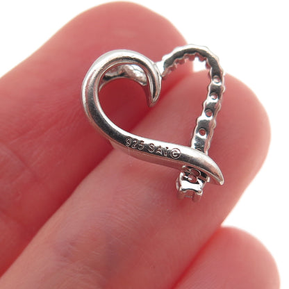 Sai 925 Sterling Silver Round-Cut Graduated C Z Heart Mini Slide Charm Pendant