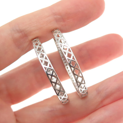 925 Sterling Silver Round-Cut C Z Sparkle Oval Hoop Earrings