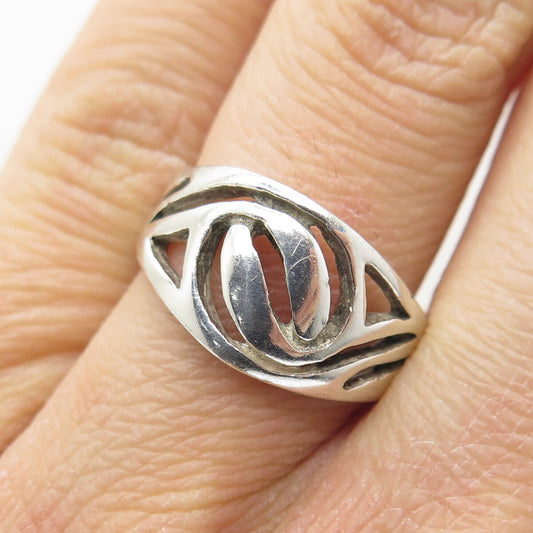 925 Sterling Silver Vintage Yin Yang Modernist Ring Size 6.25